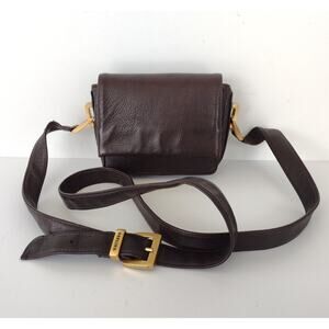 Perlina Crossbody Handbag Womens Dark Brown Leather Purse Shoulder Bag 5" x 7"